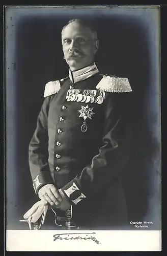 AK Portrait Grossherzog Friedrich II. von Baden in Paradeuniform mit Epauletten