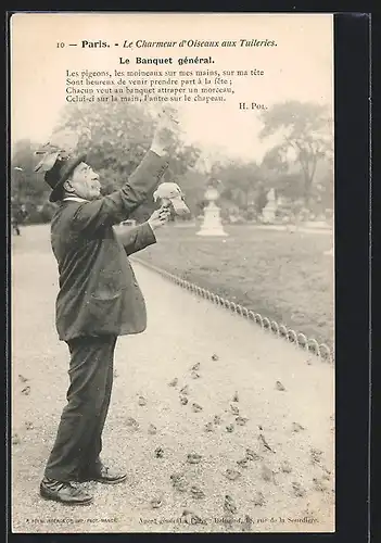 AK Paris, Le Charmeur d`Oiseaux aux Tuileries, Le Banquet général