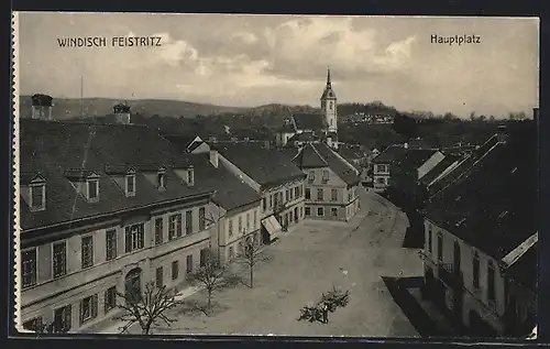 AK Windisch Feistritz, Hauptplatz mit Kirche aus der Vogelschau