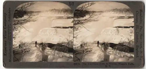 Stereo-Fotografie Keystone View Company, Meadville Pa., Ansicht Niagara NY, Niagarafälle im Winter