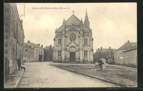 AK St-Martin-du-Bois, L'Eglise, Hotel Cheval Blanc