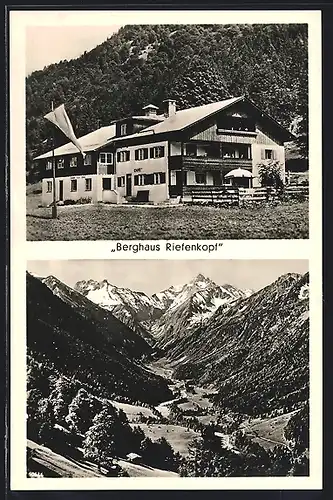 AK Oberstdorf, Fremdenheim Berghaus Riefenkopf, Panorama