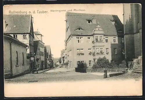 AK Rothenburg, Strasse Klostergasse und Pfarrhaus