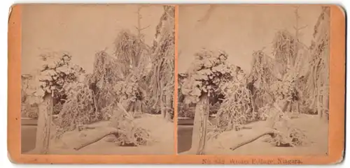 Stereo-Fotografie Kilburn, Littleton, Ansicht Niagara Falls / NY, Winterlandschaft bei den Niagarafällen