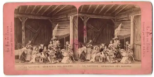 Stereo-Fotografie B. K. Paris, La Vie de Jésus, La Nativité - Adoration des Bergers, Gemälde nach Habert