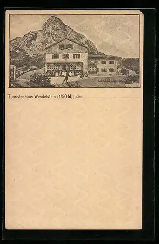 Lithographie Ganzsache Bayern PP7F47 /02: Wendelstein, Ansicht Touristenhaus