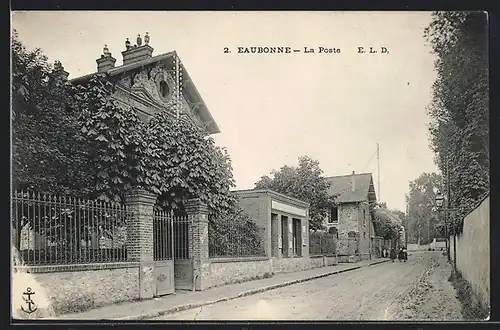 AK Eaubonne, La Poste, Strassenpartie