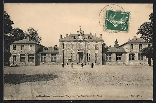 AK Eaubonne, La Mairie et les Ecoles