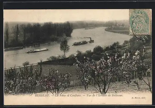 AK Herblay, La Seine et Conflans, Vue de l`Avenue de Bellevue