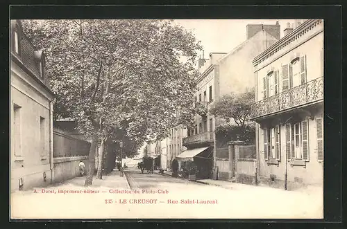 AK Le Creusot, Rue Saint-Laurent, Strassenpartie