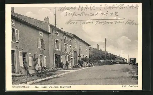 AK Béney, Rue Haute, Direction Thiaucourt