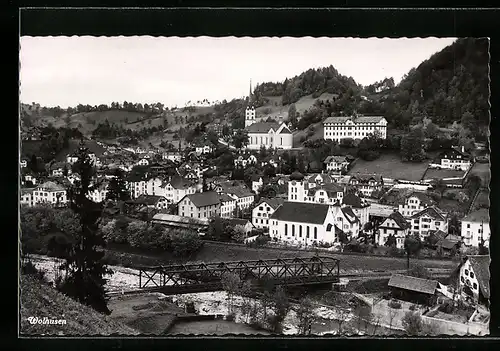 AK Wolhusen, Ortsansicht mit Kirche, Brücke und Flusspartie