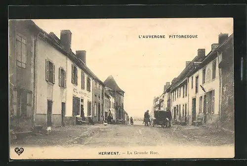 AK Herment, La Grande Rue, Strassenpartie