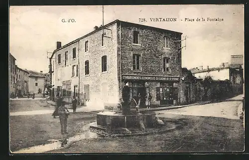 AK Vertaizon, place de la Fontaine, Etablissement Economiques du Casino de St. Etienne