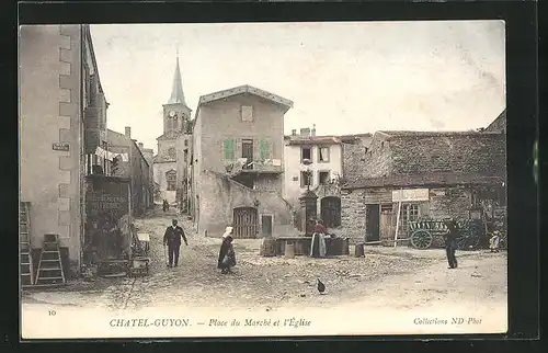 AK Chatel-Guyon, Place du Marche et l`Eglise