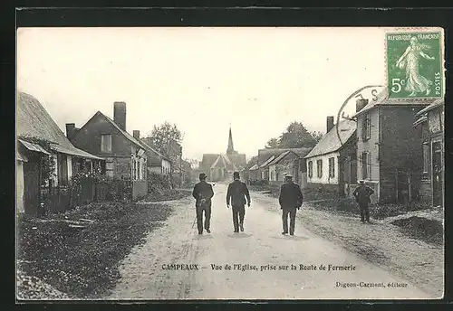 AK Campeaux, Vue de l`Eglise, prise sur la Route de Formerie