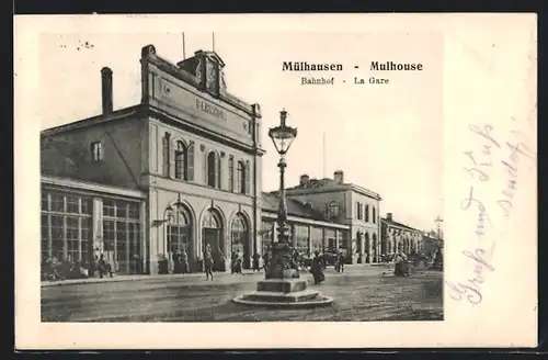 AK Mülhausen-Mulhouse, Bahnhof, La Gare