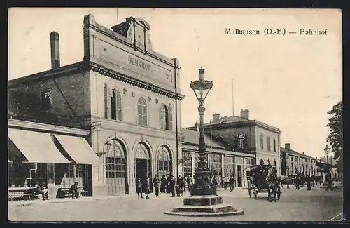 AK Mülhausen, vor dem Bahnhof