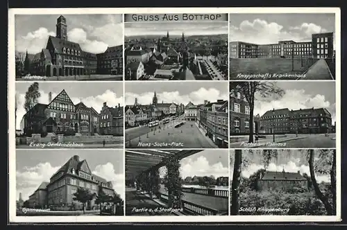 AK Bottrop i. W., Hans-Sachs-Platz, Rathaus, Gymnasium