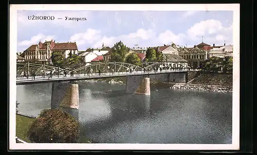 AK Uzhorod, Ortsansicht hinter Flussbrücke