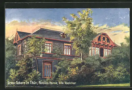 AK Gross-Tabarz in Thür., Hotel-Pension Villa Voelcker