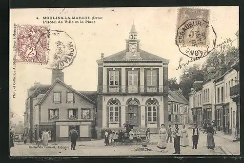 AK Moulins-la-Marche, L`Hotel de Ville et la Place