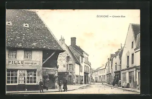 AK Écouché, Grande Rue, Strassenpartie