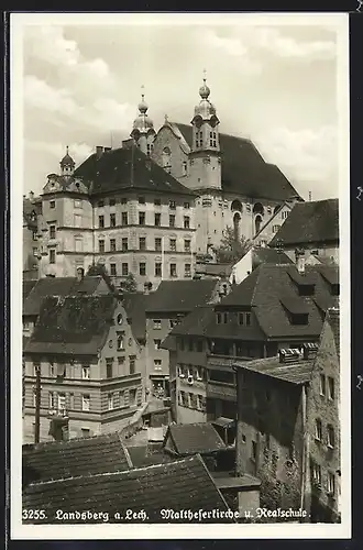 AK Landsberg a. Lech, Maltheserkirche und Realschule