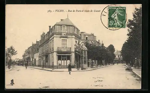 AK Vichy, Rue de Paris et route de Cusset