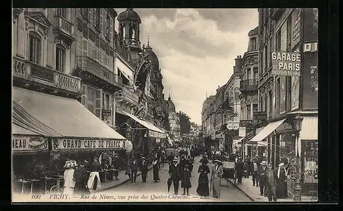 AK Vichy, Rue de Nimes, vue prise des Quatre-Chemins