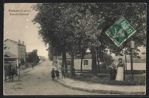 AK Persan, Rue de Clermont, Strassenpartie