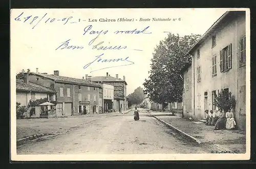 AK Les Chères, Route Nationale No. 6, Strassenpartie