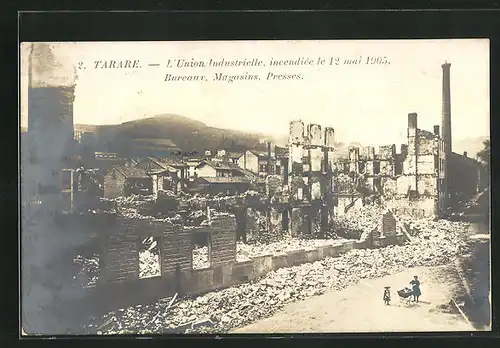 AK Tarare, L`Union Industrielle, Incendiée le 12 mai 1905, Bureaux, Magasins, Presses