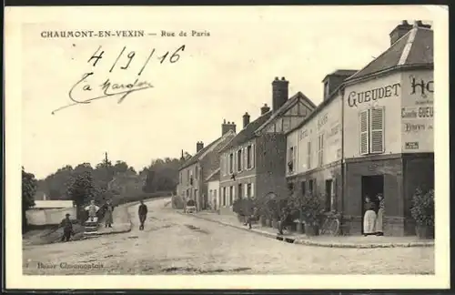 AK Chaumont-en-Vexin, Hotel de la Gare, Rue de Paris