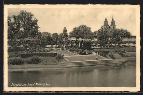 AK Magdeburg, Treppe am Adolf Mittag-See