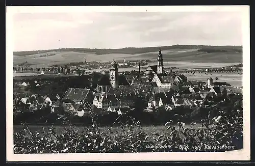 AK Donauwörth, Blick vom Kalvarienberg auf den Ort