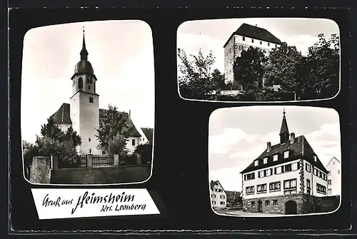 AK Heimsheim /Krs. Leonberg, Kirche, Gebäudeansicht, Strassenpartie