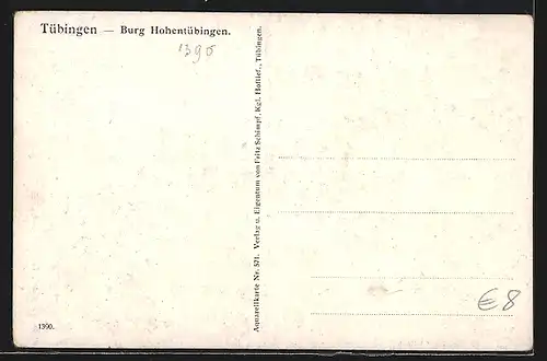 Künstler-AK Vinzenz Marschall: Tübingen, Blick auf die Burg Hohentübingen