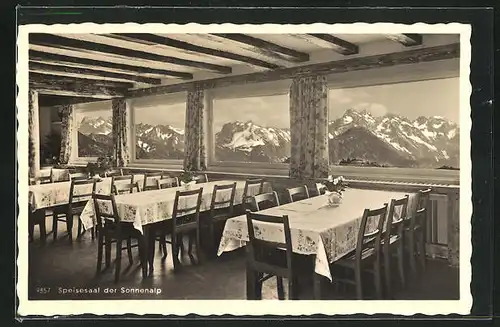 AK Sonthofen im bayr. Allgäu, Hotel-Pension Sonnenalp, Speisesaal, Innenansicht