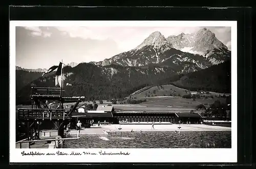 AK Saalfelden a. Stein. Meer, Schwimmbad mit Badegästen