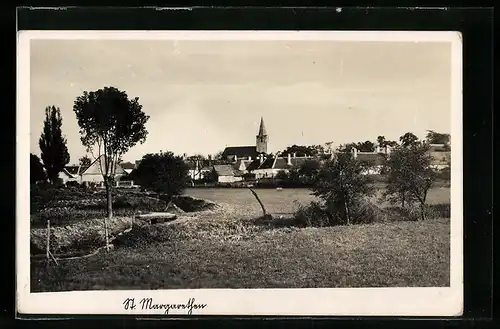 AK St. Margarethen, Ortspartie mit Kirche