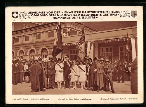 AK Bellinzona, Ankunft der Eidg. Fahne 1929, Schützenverein, Schützenfest