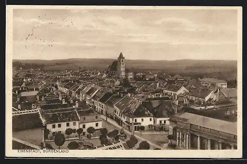 AK Eisenstadt, Teilansicht mit Kirche und Strassenpartie