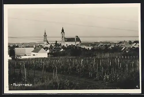 AK Rust am Neusiedlersee, Ortsansicht mit Kirche