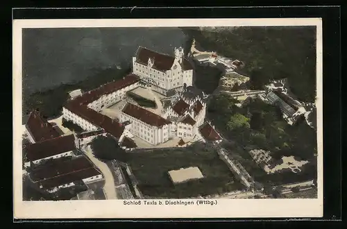 AK Dischingen, Schloss Taxis aus der Vogelschau