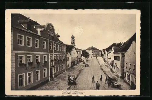 AK Hemau, Strassenpartie mit Bierbrauerei und Gasthof