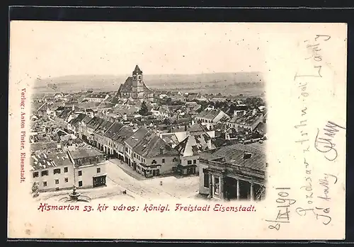 AK Eisenstadt /Kismarton, Teilansicht mit Kirche und Strassenpartie