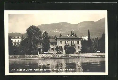 AK Gardone, Blick nach Hotel Monte Baldo