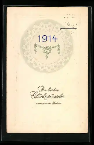 AK Jahreszahl 1914 mit Kleeblatt-Girlande