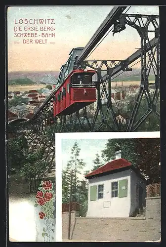 AK Dresden-Loschwitz, Berg-Schwebe-Bahn, Schillerhäuschen